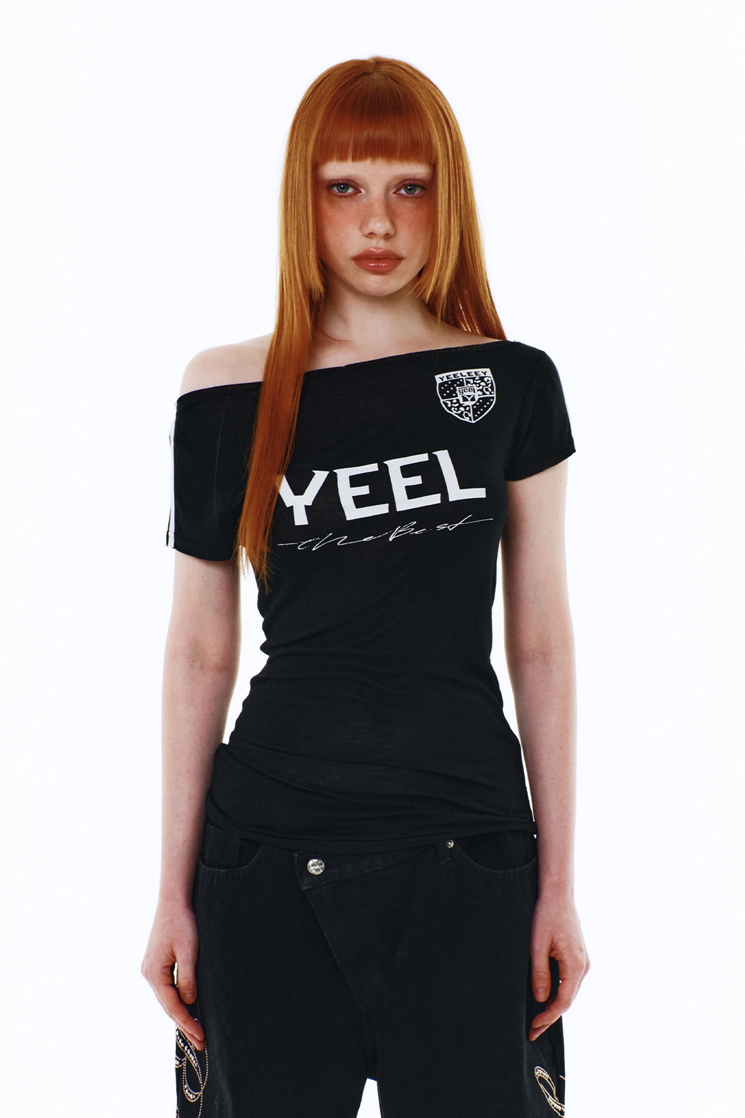 와이이이엘 YEEL RACING ASYMMETRIC T-SHIRT BLACK 상품 이미지 2