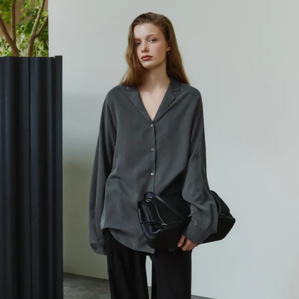 SITP5306 소프트 오픈 카라 랩 셔츠_Midnight navy