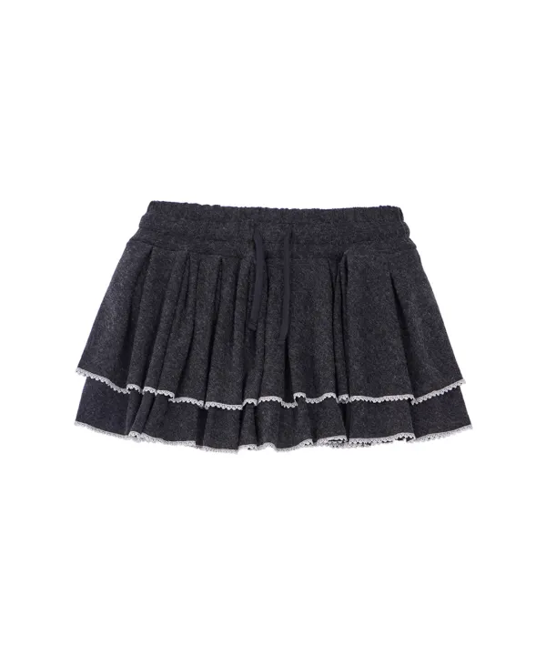Lace Cancan Mini Skirt [Charcoal]