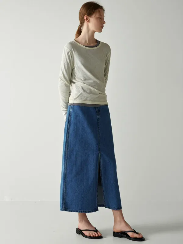클래식 데님 스커트_blue indigo