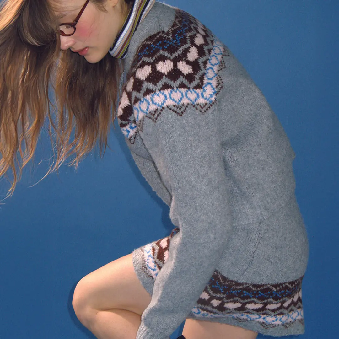 론론 [SET] HEART NORDIC KNIT ZIP UP (2color) 상품 이미지 1