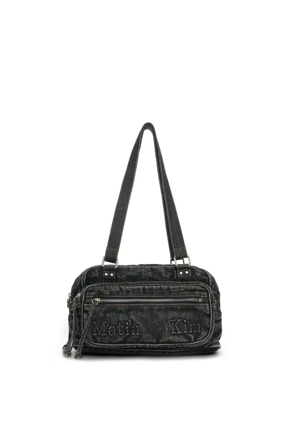 MATIN DUST DENIM ONE POCKET SHOULDER BAG IN BLACK