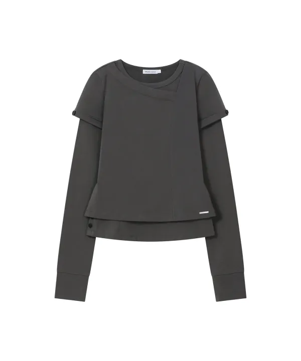 Contrast layered long sleeve SET CHARCOAL