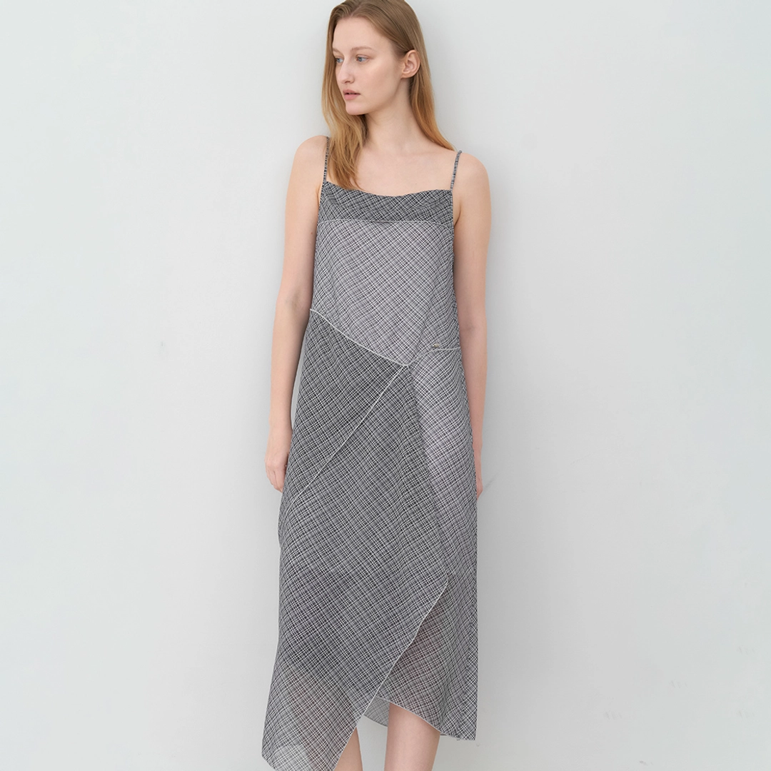 아뜰리에 나인 (OP-6335)CHECK UNBAL LAYERED DRESS 상품 이미지 1