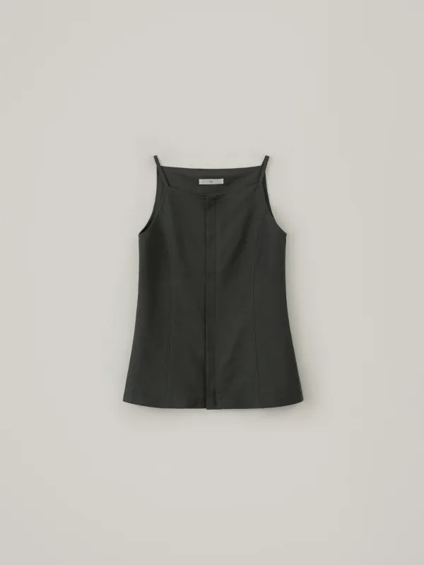 Reid Linen Sleeveless Blouse - Charcoal