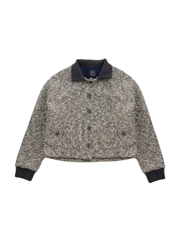 COLLAR KNIT BUTTON JACKET (IVORY)