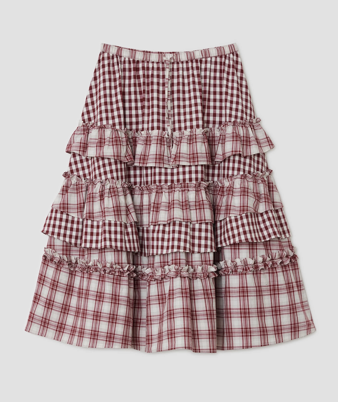 타입서비스 [2차] Voluminous Check Tier Skirt [Red] 상품 이미지 1