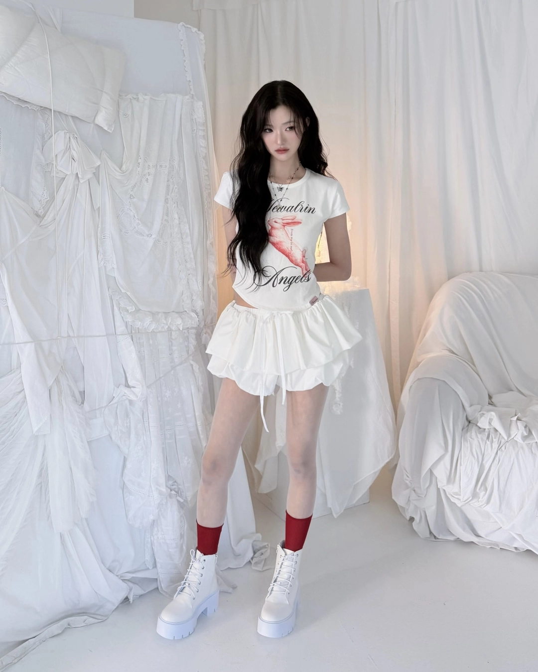 뉴얼린 NEWALRIN BUNNY Print Short-Sleeve Top 상품 이미지 3