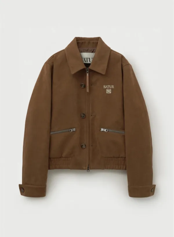(W) Teo Faux Suede Short Jacket - Camel Brown