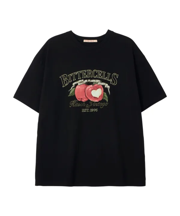 Red Apple Tee-Black