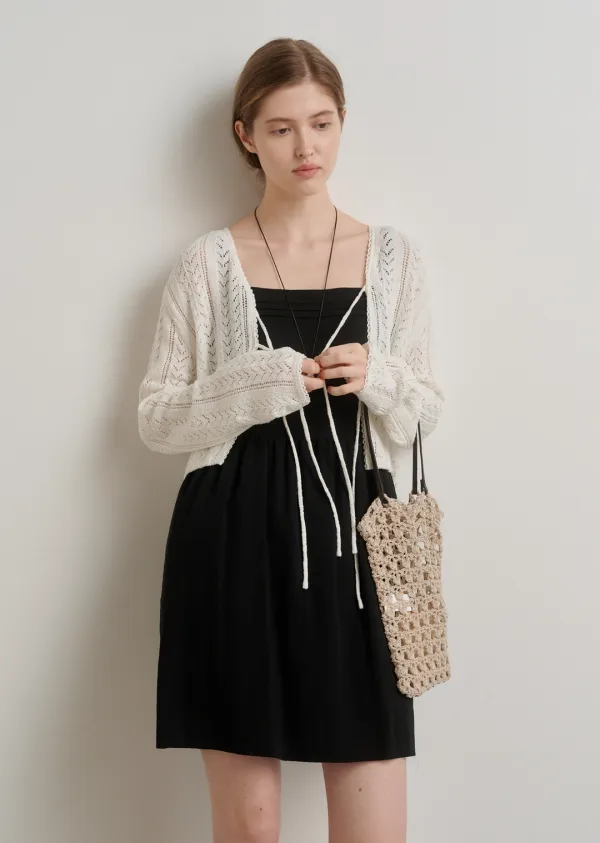 CROCHET KNIT CARDIGAN (off white) [오윤아 착용]