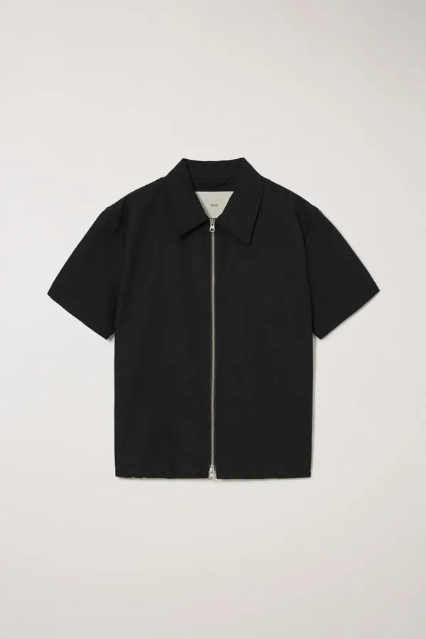 COLLARED ZIP-UP SHIRT BLACK