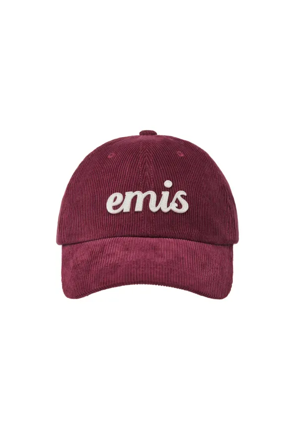 APPLIQUE CORDUROY BALL CAP-WINE