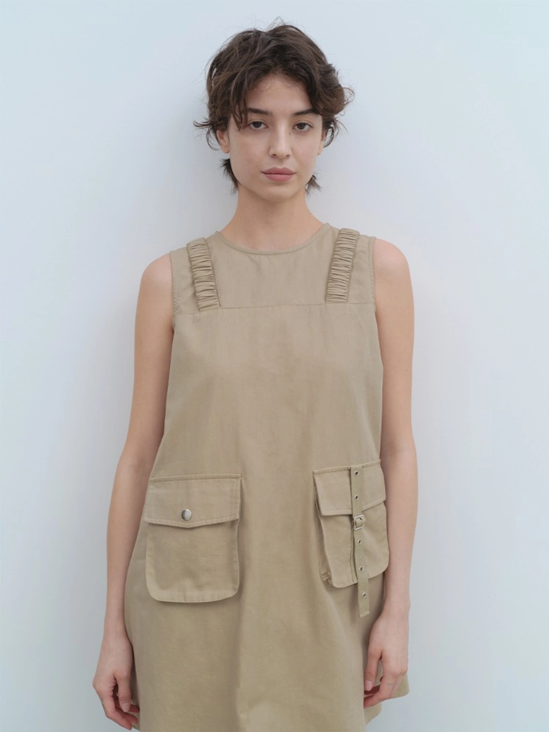 밀로 우먼 Buckle Strap Mini Dress [Beige] 상품 이미지 2