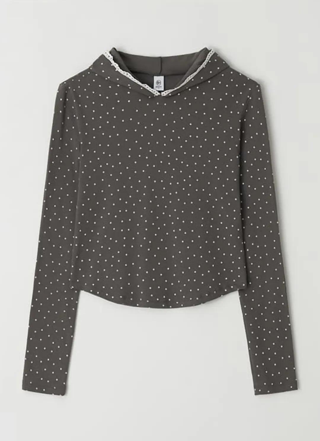 론론 LACE HOODIE SLIM LONG SLEEVE CHARCOAL STAR 상품 이미지 1