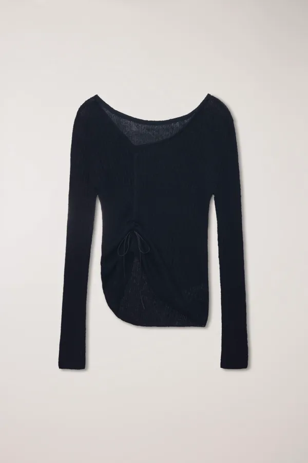 2-WAY SHIRRING KNIT TOP BLACK_UDSW6A204BK