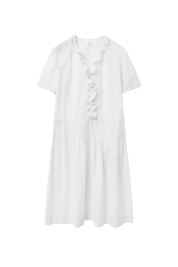 Via Bell frill cotton onepiece (Ivory)
