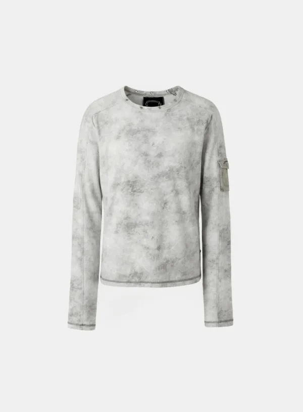 [w-tee26-001] Viper Cotton Rib Round Neck Long Sleeve - White
