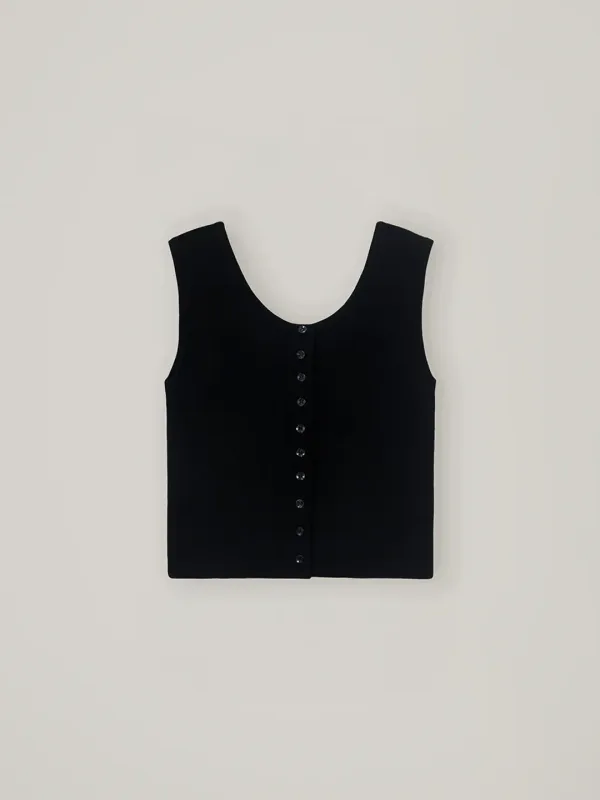 Collin button knit vest - Black