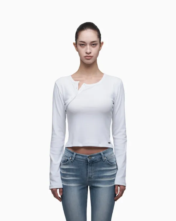 CURVED LONG SLEEVE WHITE