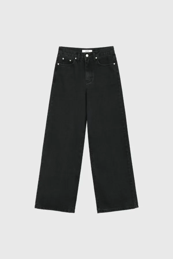 F/W Paul Semi Wide Fit Washing Denim Pants - BLACK