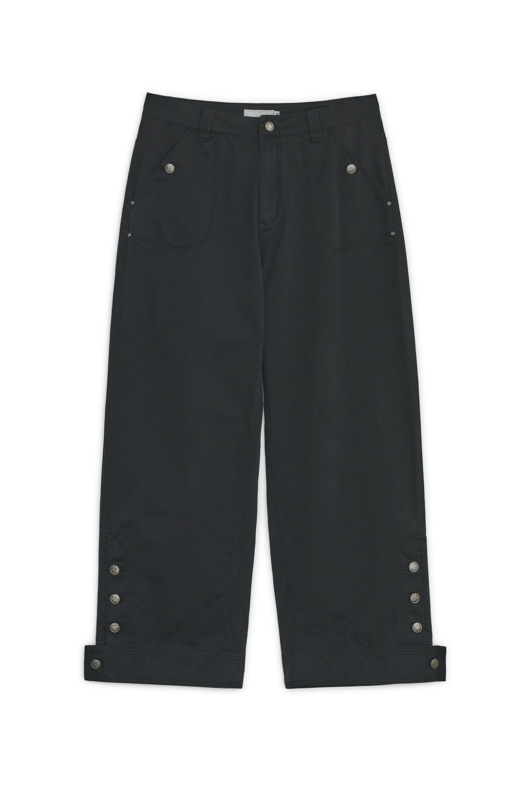 허그유어스킨 Washed button curved pants (Black) 상품 이미지 1