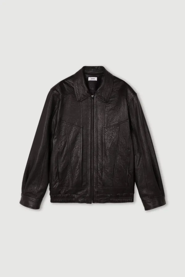 BASKET LEATHER JACKET (DEEP BROWN)