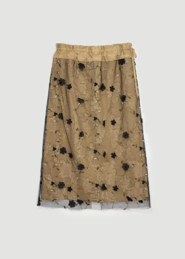 Floral layered skirt (Beige)