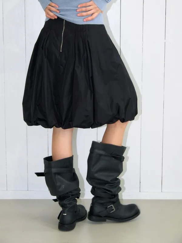 (10/16 예약배송) Nylon Balloon Midi Skirt [Black]