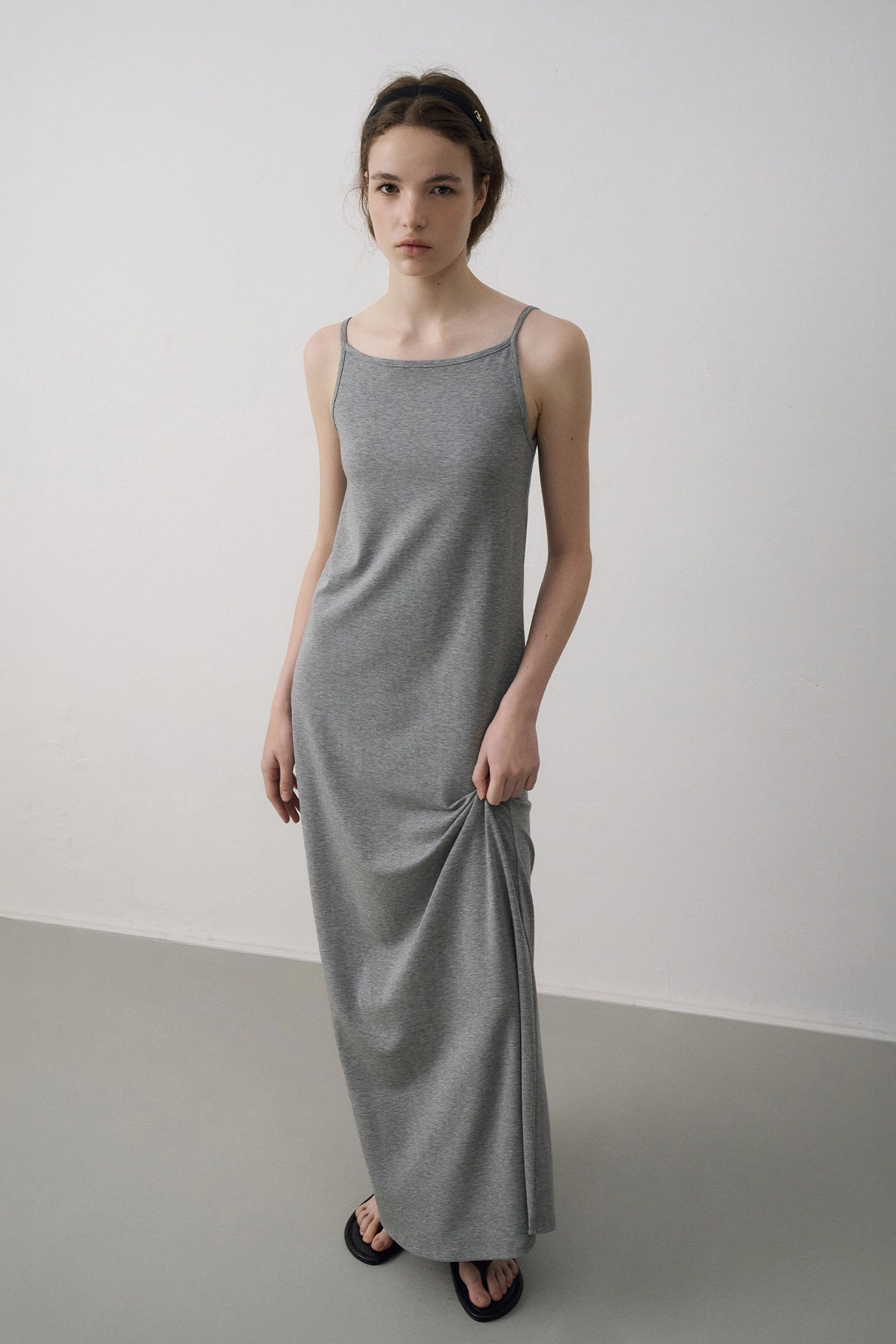 라메레이 [3차 리오더]Boat Neck Jersey Maxi Dress[LMBFSUDR810]-Grey Melange 상품 이미지 2