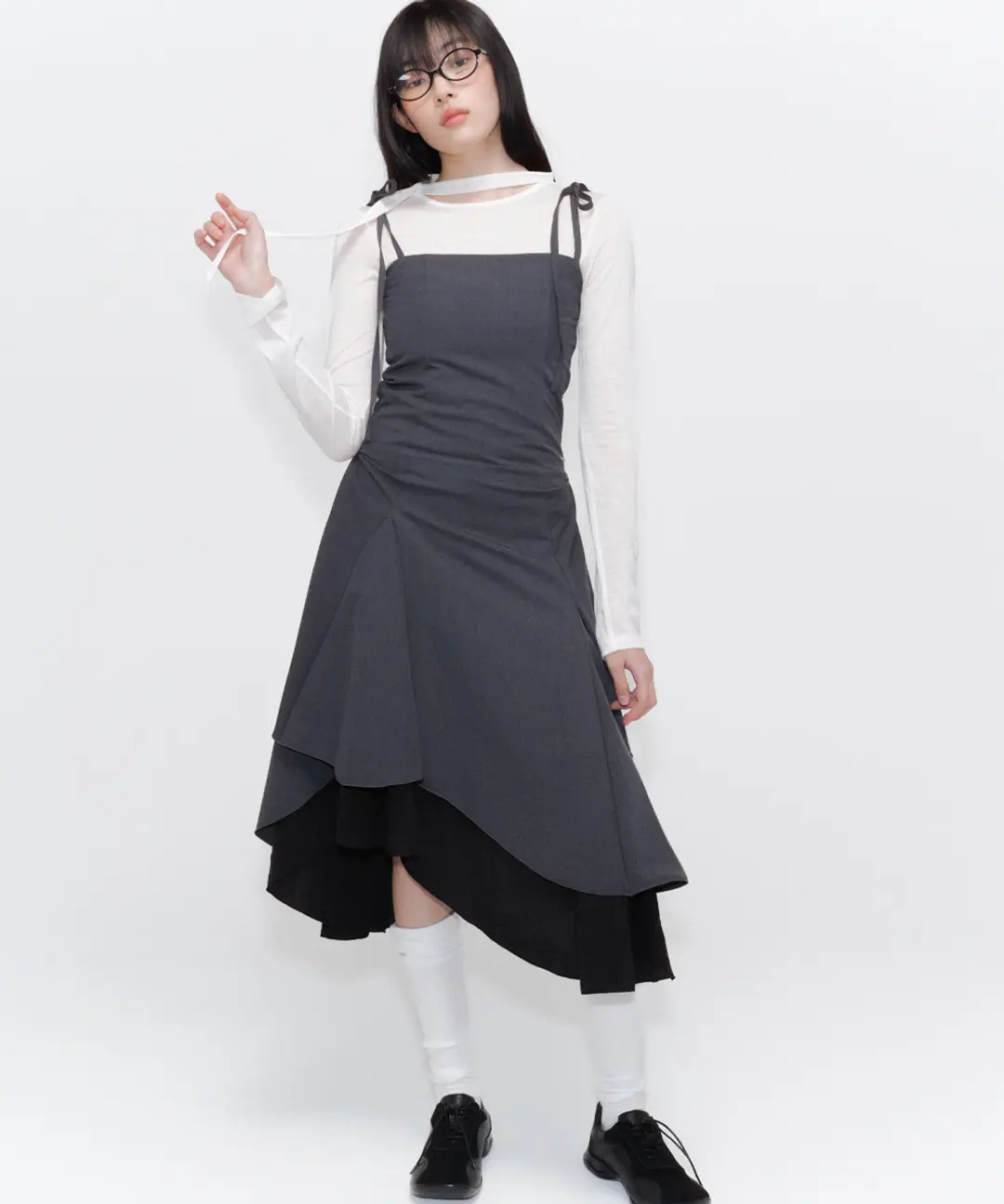 미세키서울 Unbalanced layered one piece CHARCOAL 상품 이미지 2