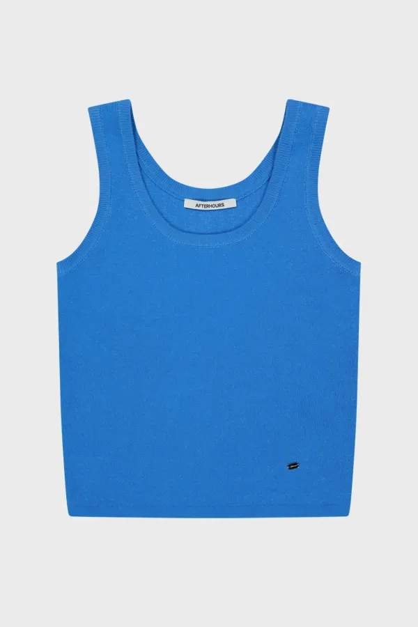 COTTON KNIT SLEEVELESS TOP (BLUE)