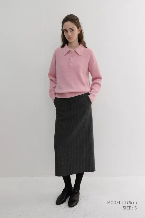 H-LINE LONG SKIRT GREY STRIPE_UDSK6D223G2