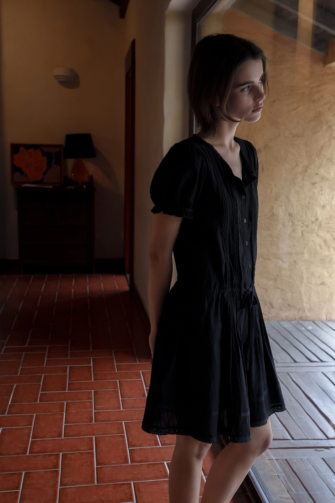 샤드라마 DRAW STRING PINTUCK DRESS [BLACK] 상품 이미지 2