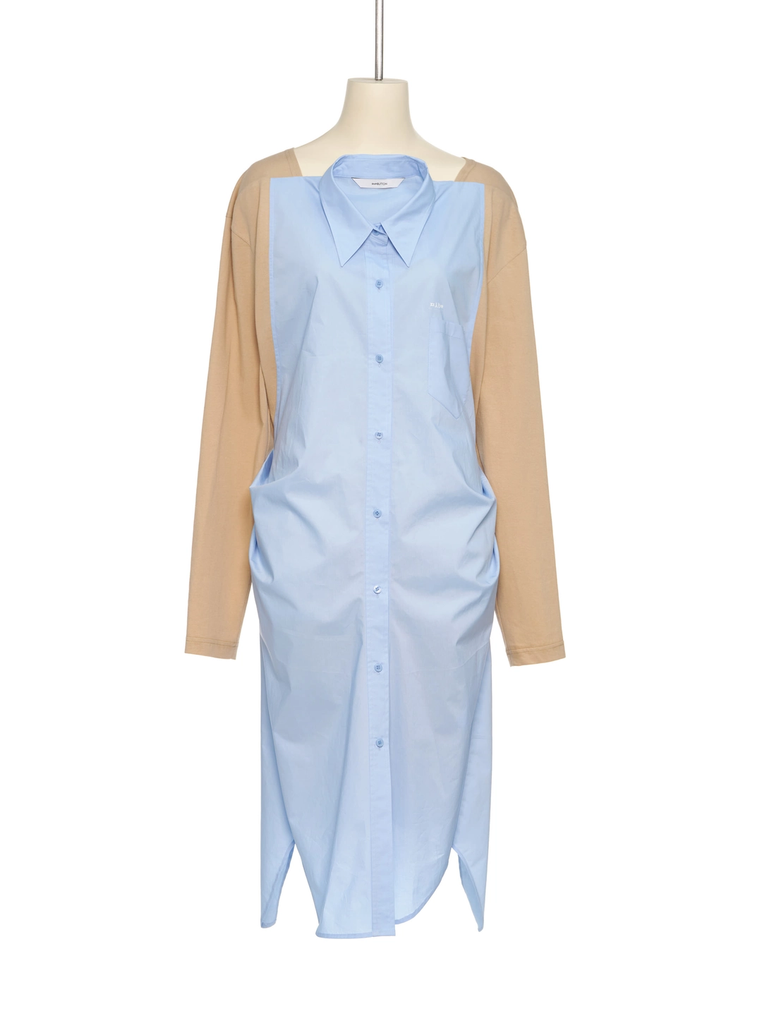 푸쉬버튼 PF25 BLUE MOVABLE COLLAR WRAP DRESS 상품 이미지 1