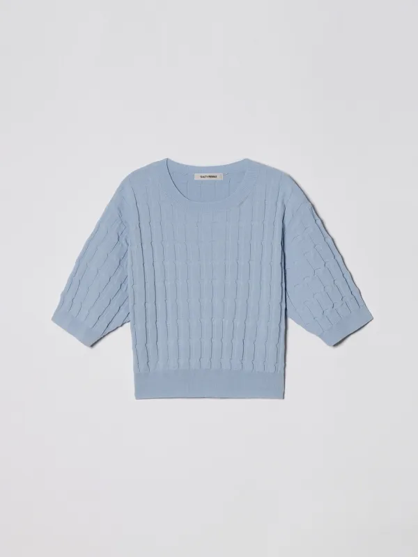PUFF SHORT SLEEVE KNIT [SKY BLUE]
