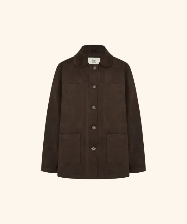 Moren Suede Oversized Jacket (Brown)