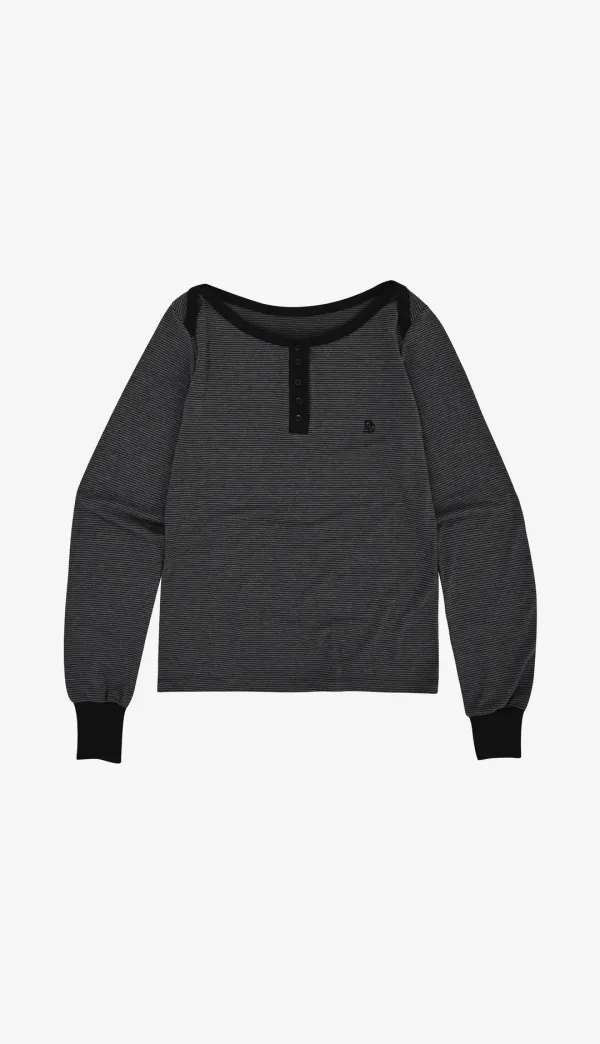 227. Boatneck Stripe T _ Black