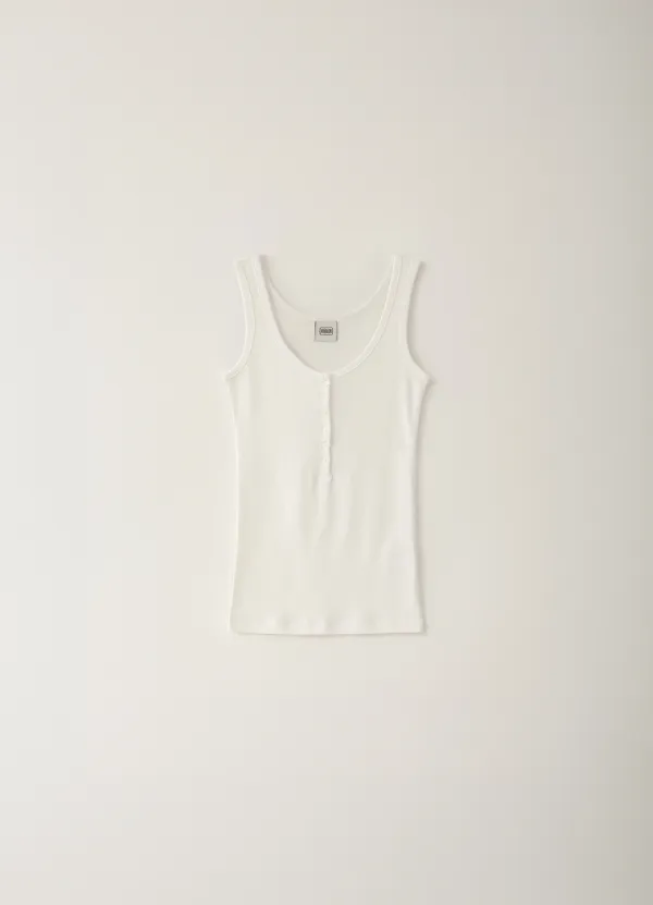 Modern Button Sleeveless - White