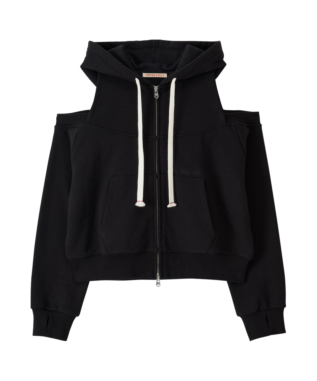 비터셀즈 Split Cut Out Hood Zip Up-Black 상품 이미지 1