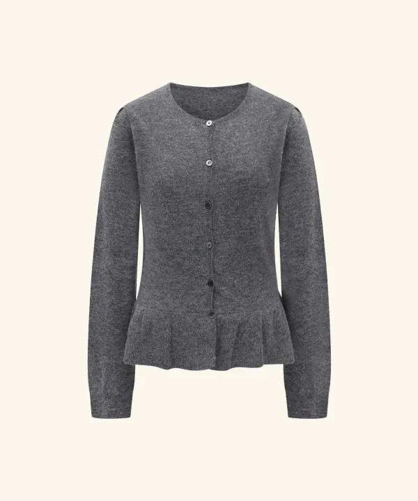 Hienna Frill Wool Cardigan ( Gray )