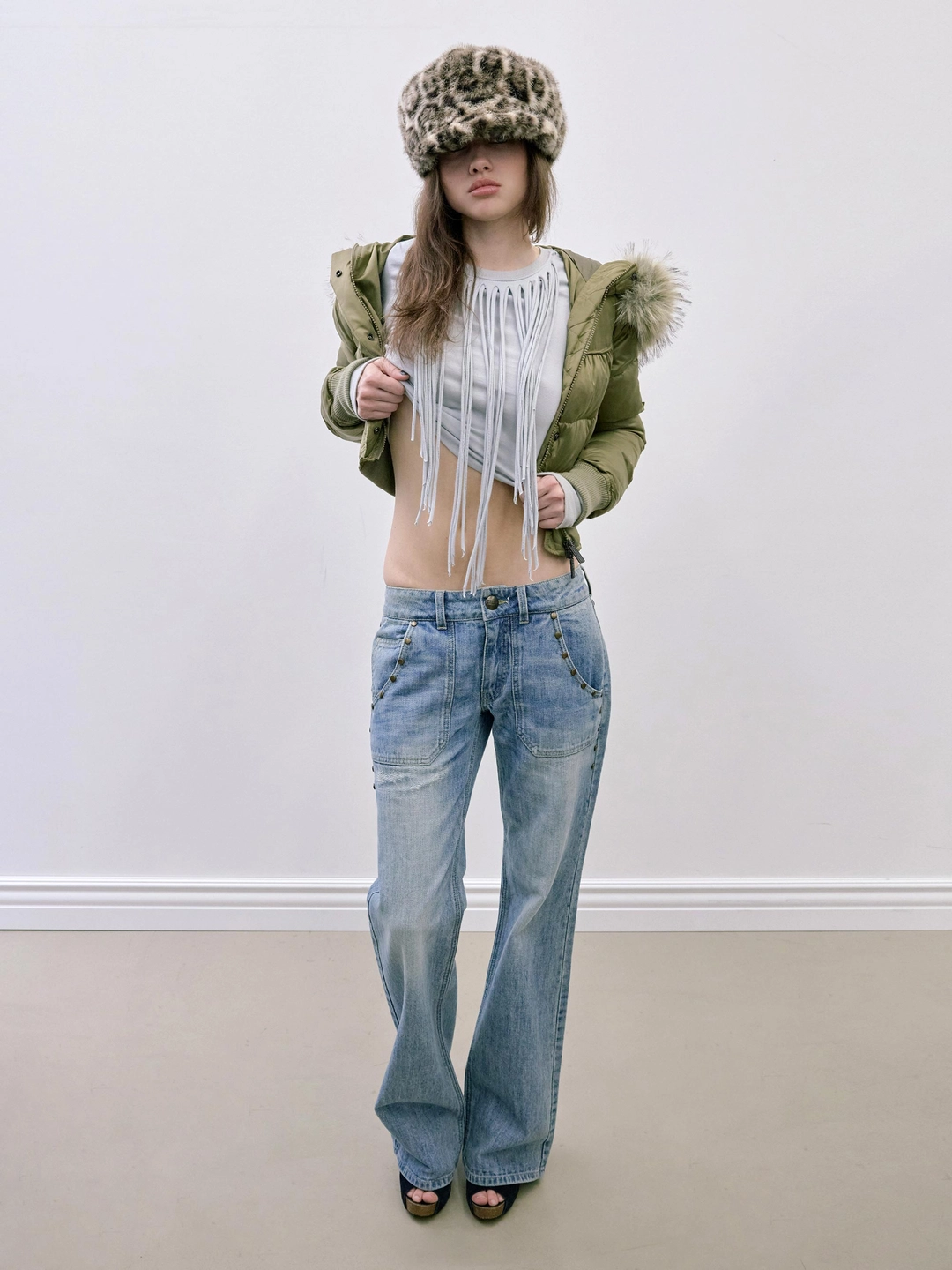 스컬프터 Stud Straight Jeans Light Blue 상품 이미지 1