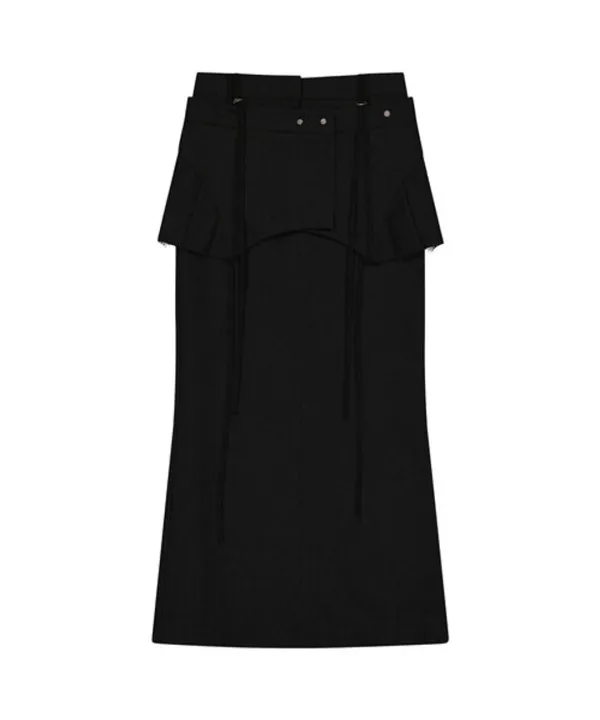 Layered Wool Skirt / Black