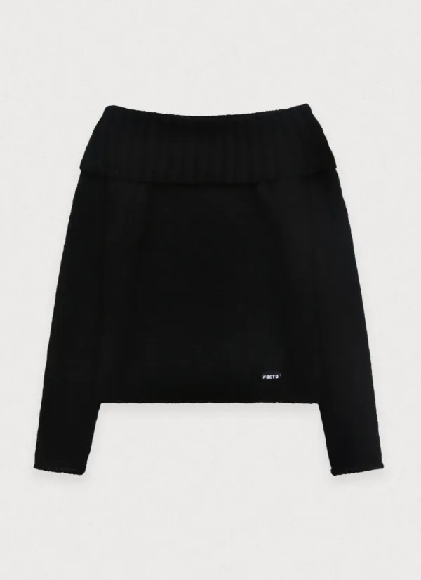 Personal off shoulder kidmo knit - black