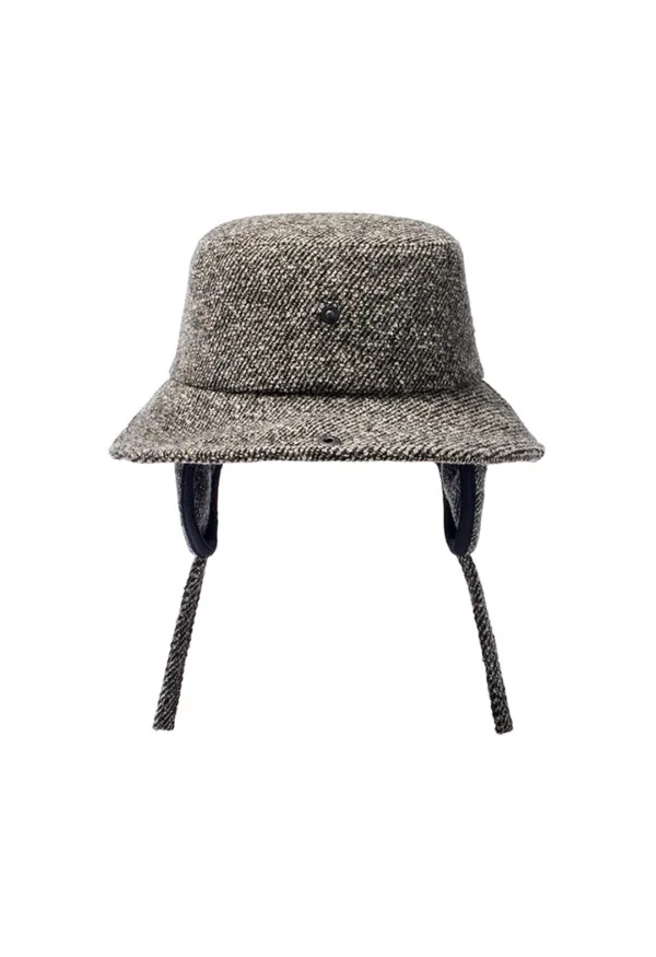 DETACHABLE EAR FLAP BUCKET HAT, CHARCOAL