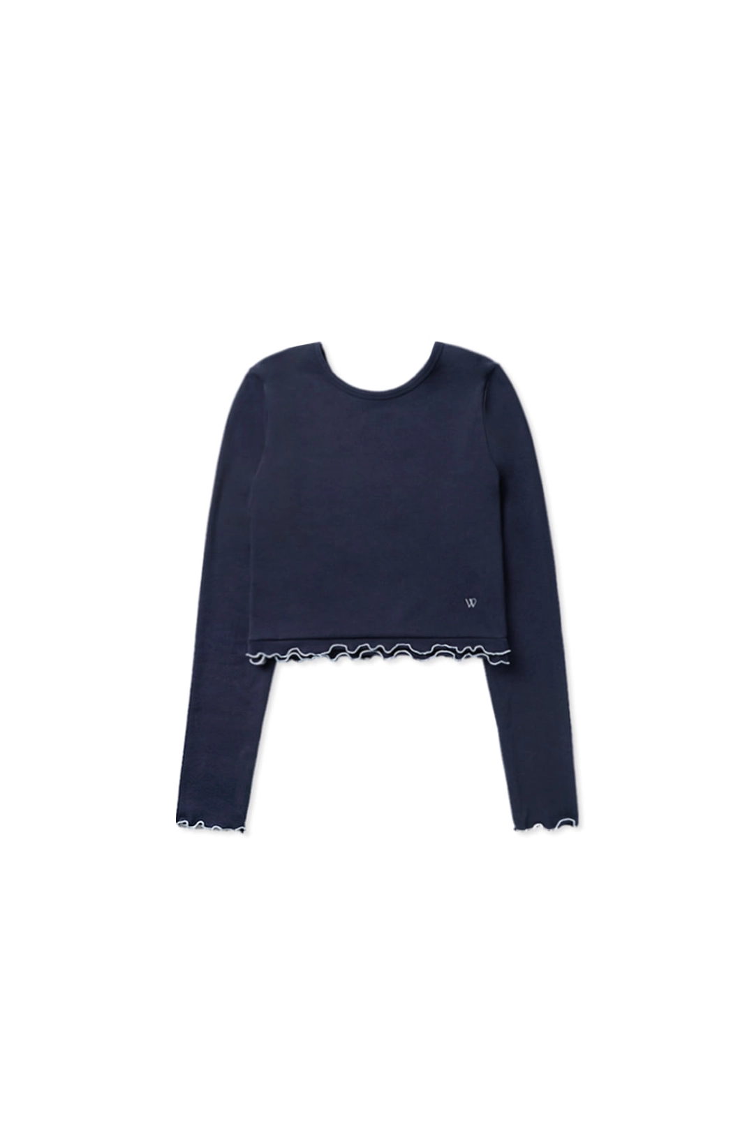 위드아웃썸머 Frill crop t-shirt_navy 상품 이미지 1