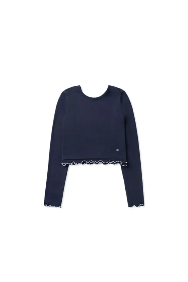 Frill crop t-shirt_navy