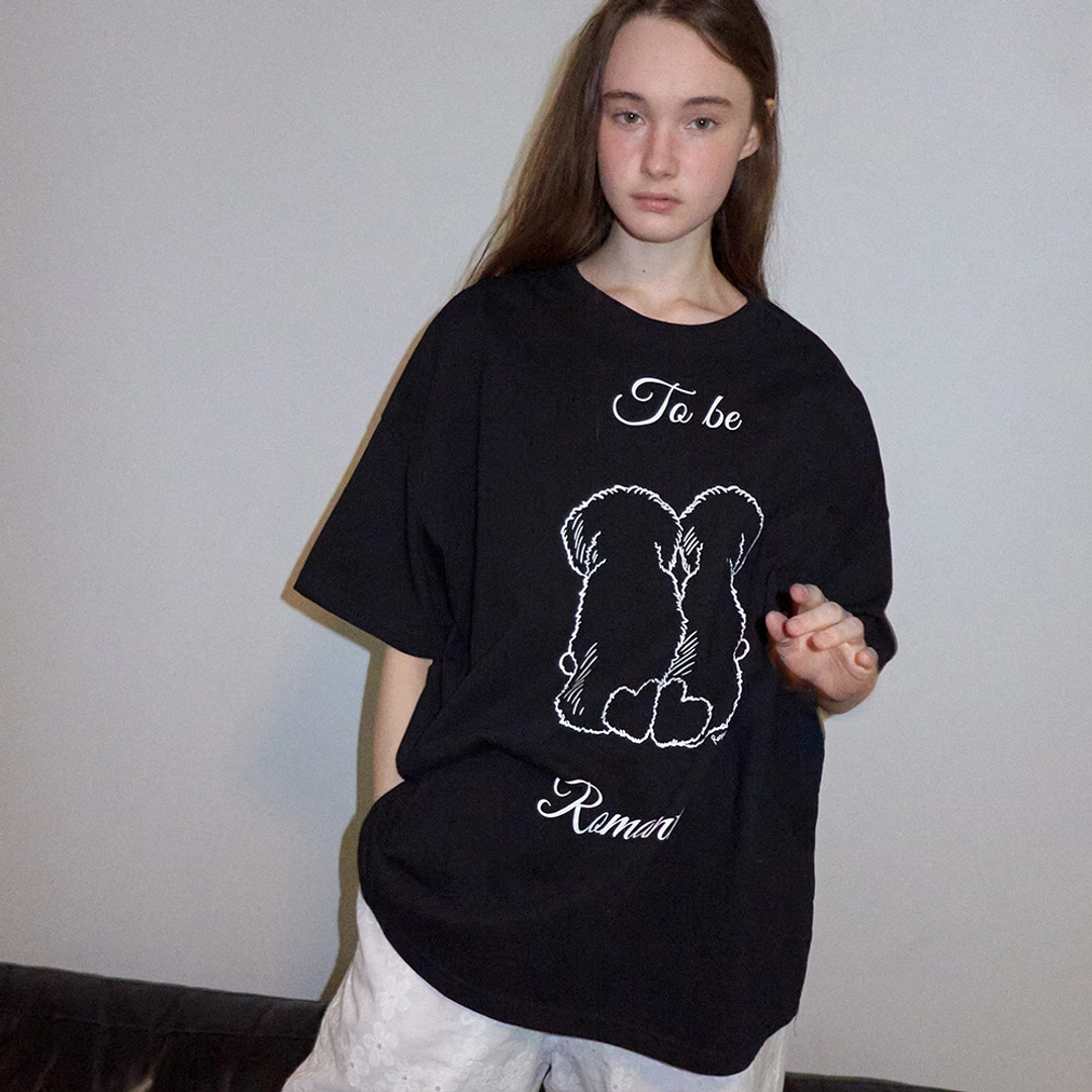론론 PUPPY TAILS OVER FIT T SHIRT BLACK 상품 이미지 2