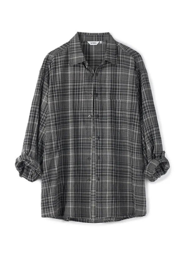 Slate Check Roll Up Shirts_Black