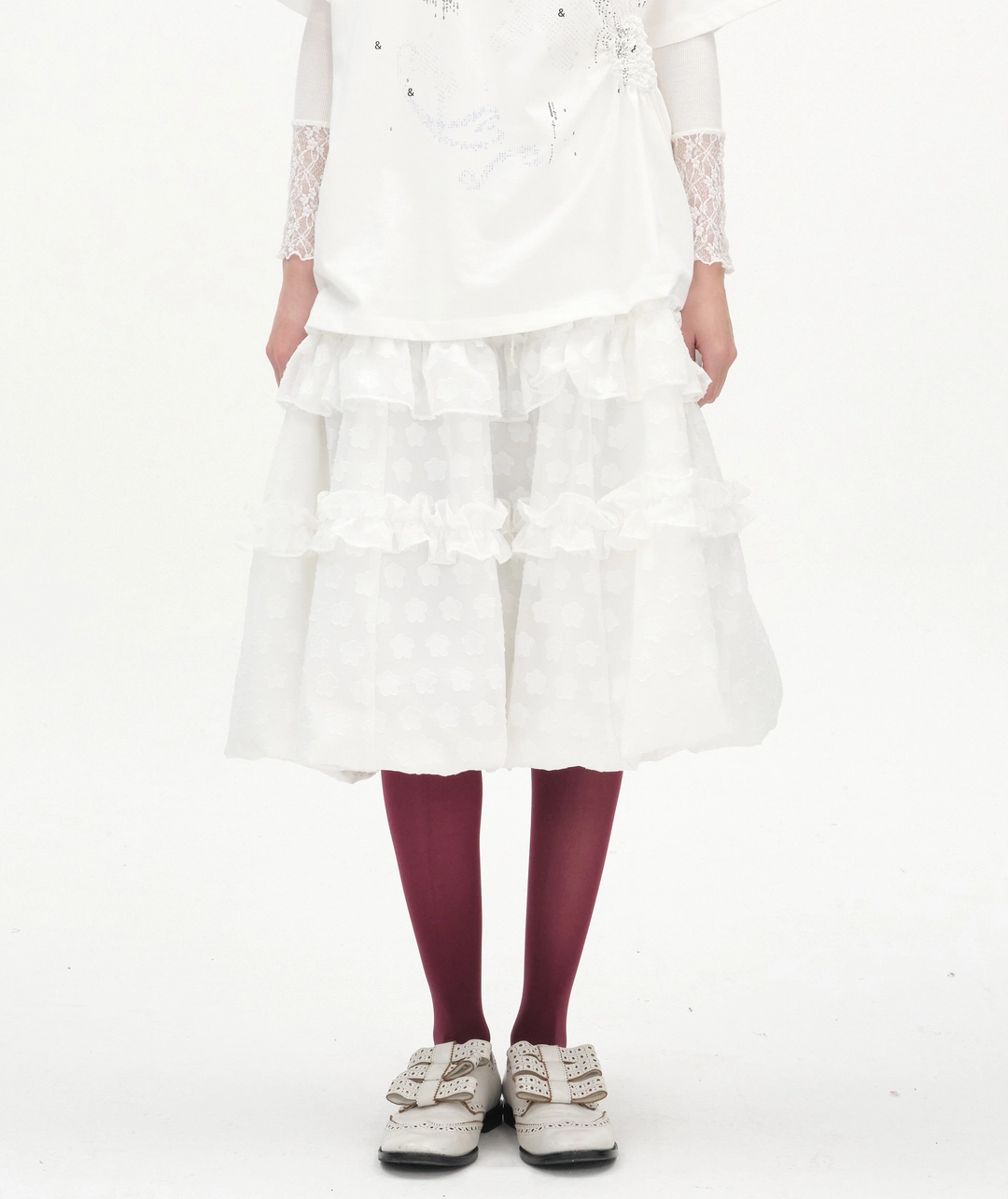 타입서비스 [2차] Layered Volume Lace Skirt [White] 상품 이미지 2